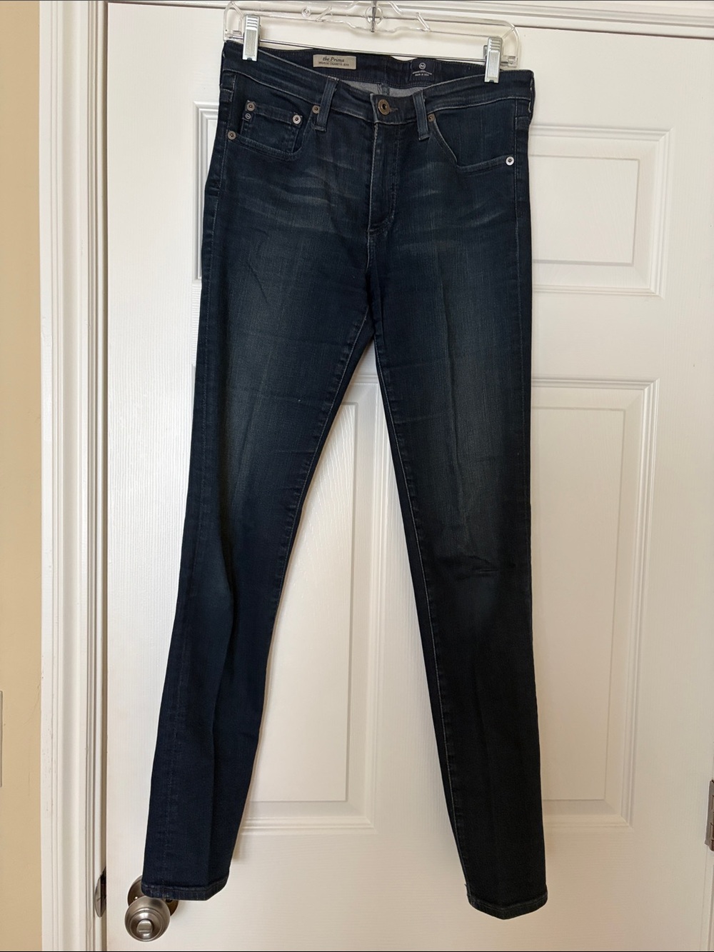 Ag Adriano Goldschmmied Dark Blue Mid-Rise Cigarette Jeans 29R